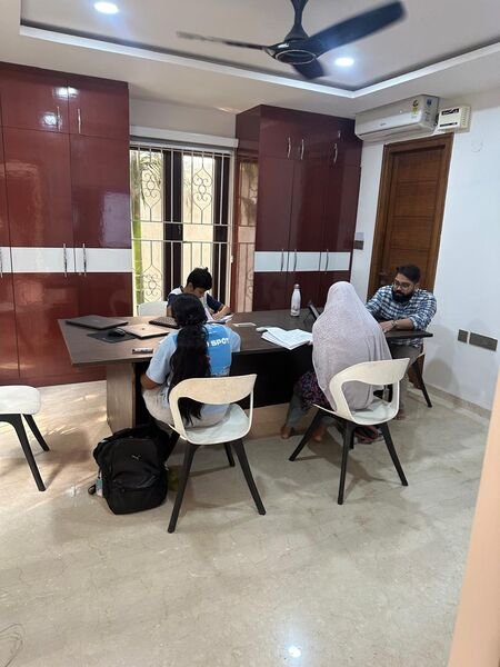 Swastik Sahal teaching a small batch at Ankuram Tuition Centre, Jubilee Hills